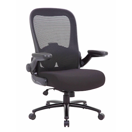 Boss Office Products Heavy Duty Intense Use Mesh Back Flip Arm Task Chair B601-BK